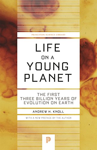 Book cover: "Life on a Young Planet" with microscopic image detail.