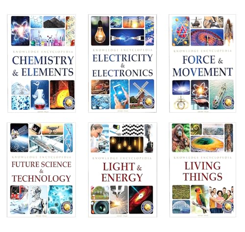 Six colorful children’s science encyclopedia book covers arranged in a grid.