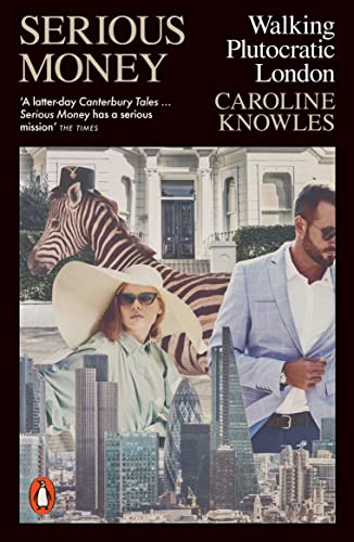 Book cover with people, a zebra, and a London cityscape background.