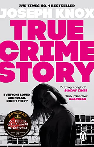 Book cover with large pink text reading True Crime Story and a woman's silhouette.