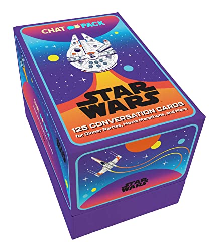 Purple box of Star Wars conversation cards with spaceship illustrations.