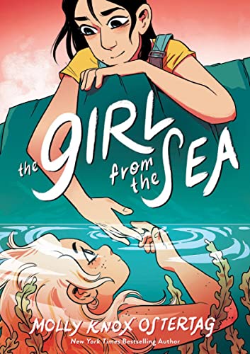 Graphic novel cover: girl reaching for a mermaid in blue water.