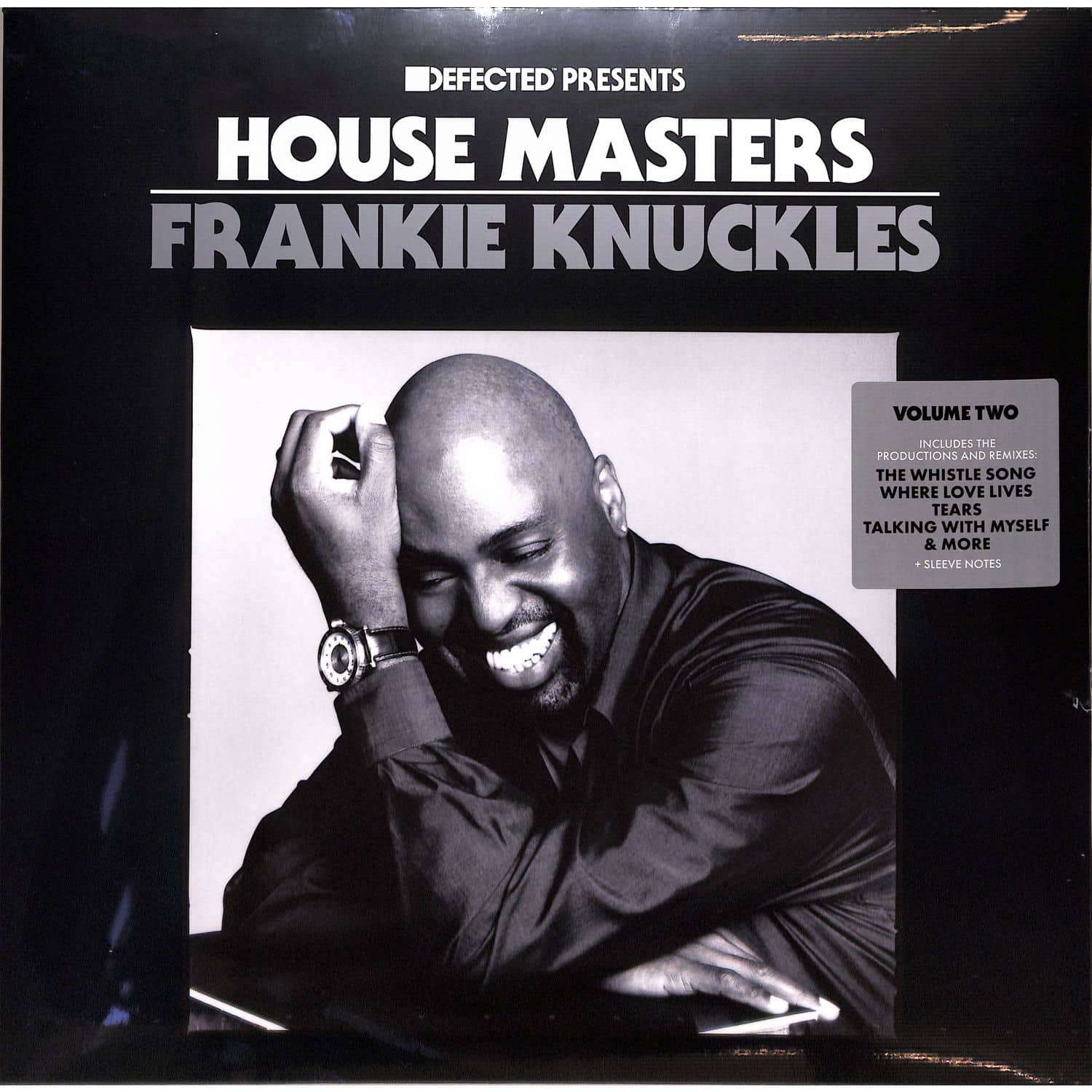 Vinyl cover featuring a black and white portrait of Frankie Knuckles smiling.