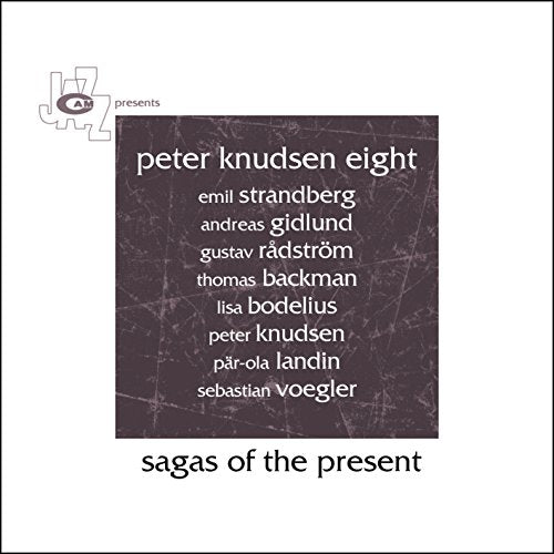 CD cover for "Sagas Of The Present" by Peter Knudsen Eight, dark purple.