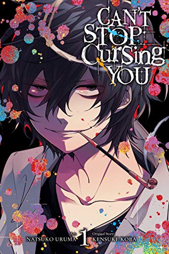 Manga cover: dark-haired man with red accents, splattered colorful design.