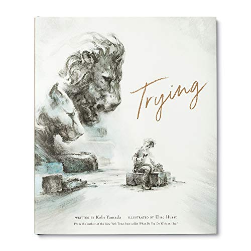 Book cover: child sitting near a large stone lion sculpture.