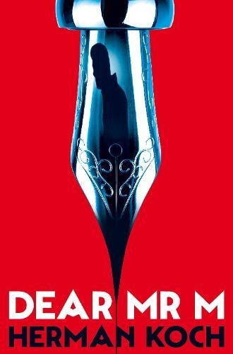 Book cover: red background, silver fountain pen, and title "Dear Mr. M".