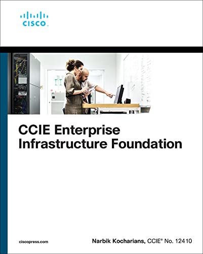 Book cover: "CCIE Enterprise Infrastructure Foundation" with people and servers.