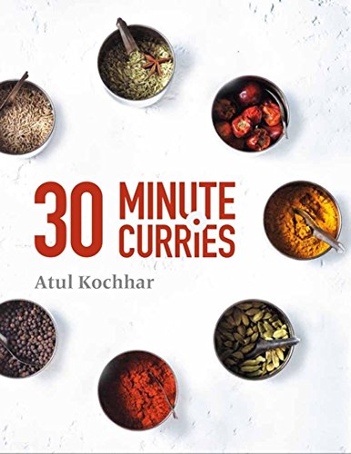 Cookbook cover with spices arranged around the title “30 Minute Curries”.