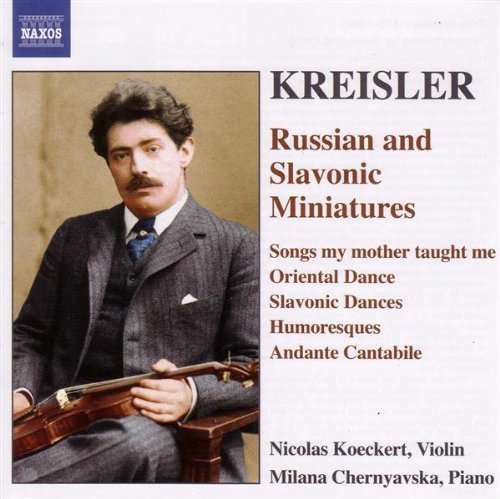 "Kreisler album cover with a man holding a violin, formal attire, and text."