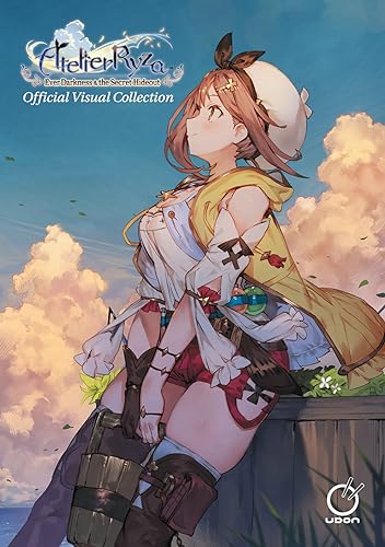 Anime girl Ryza with blonde hair, looking upwards against a cloudy sky.