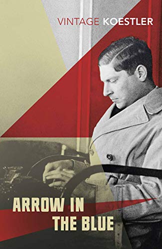Book cover showing a man typing on a typewriter against a geometric red background.