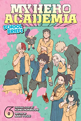 Cover art featuring several My Hero Academia characters on a light green background.