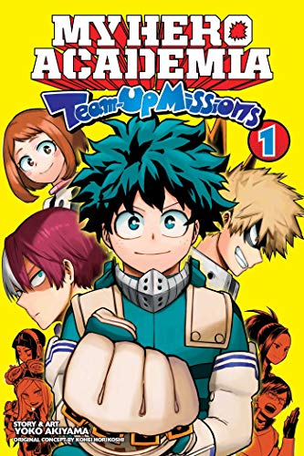 Manga cover featuring Izuku Midoriya and other My Hero Academia characters on yellow background.