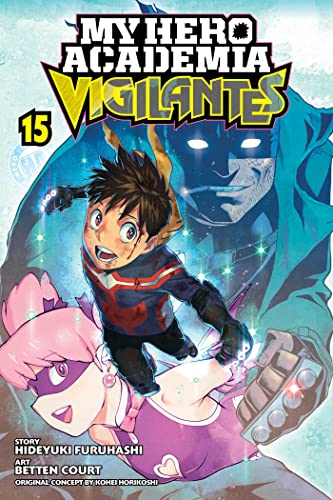 Manga cover featuring Koichi, Pop Step, and Knuckleduster from My Hero Academia: Vigilantes.