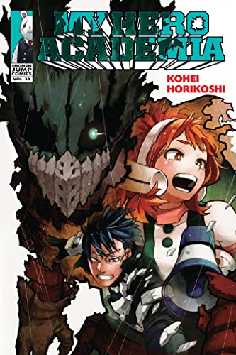Manga cover featuring Izuku Midoriya, Ochaco Uraraka, and Tenya Iida in a rainstorm.