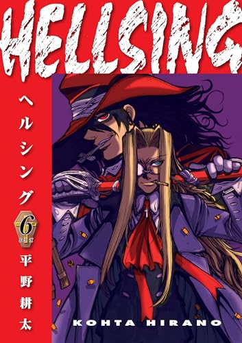 Hellsing Volume 6 cover: Alucard with blonde woman, red and black art.