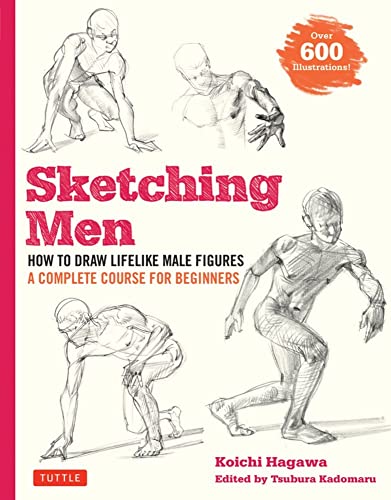 Book cover: “Sketching Men” with anatomical male figure drawings.