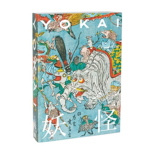 Book cover featuringB titled Yokai featuring colorful Japanese folklore creatures and an elephant.