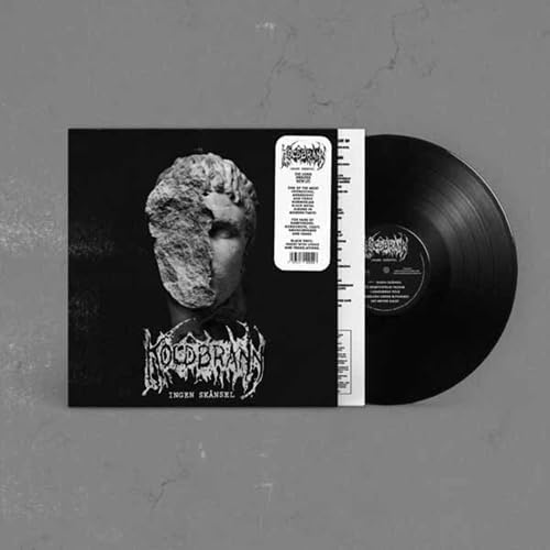 Black and white vinyl record with cover art of a fractured bust.