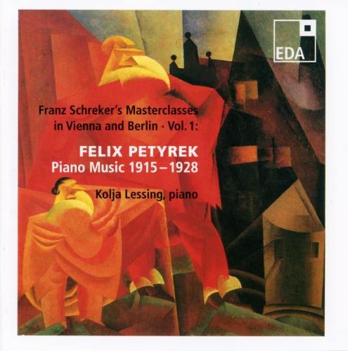 "CD cover with abstract painting of people, featuring text about piano music."