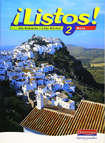 Textbook cover with a hilltop Spanish town and colorful title text.