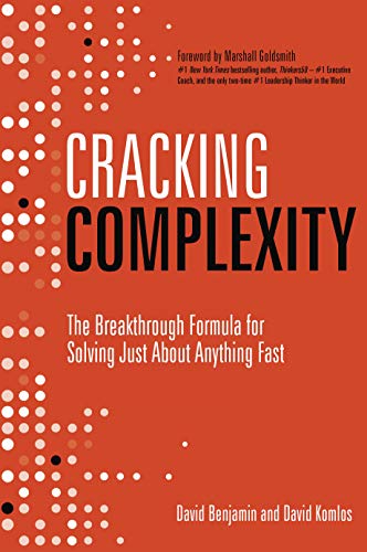 Red book cover with white text: "Cracking Complexity" by David Benjamin & David Komlos.