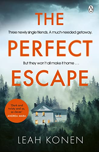 Book cover: dark forest, isolated house, and large orange title text.