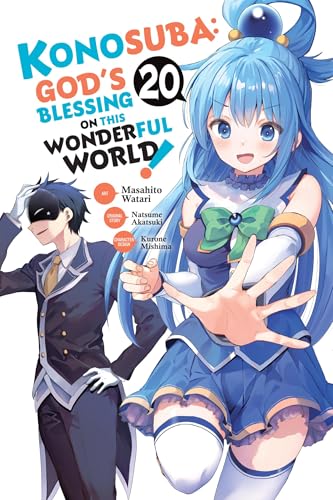 Manga cover featuring Aqua and a masked man with the title Konosuba volume 20.