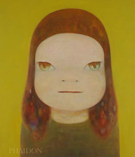 A portrait of a child with large, amber eyes against a solid yellow background.