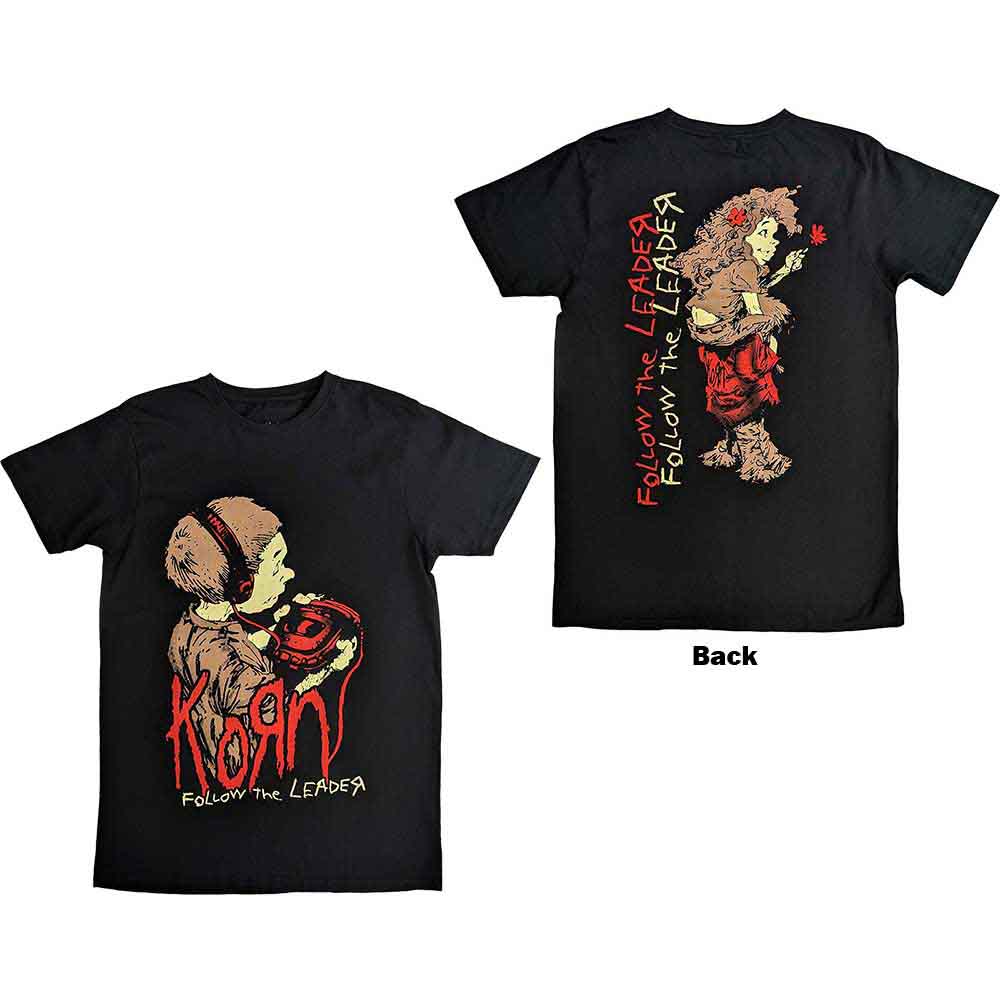 Black Korn t-shirt, small size, with "Follow The Leader" design on back.