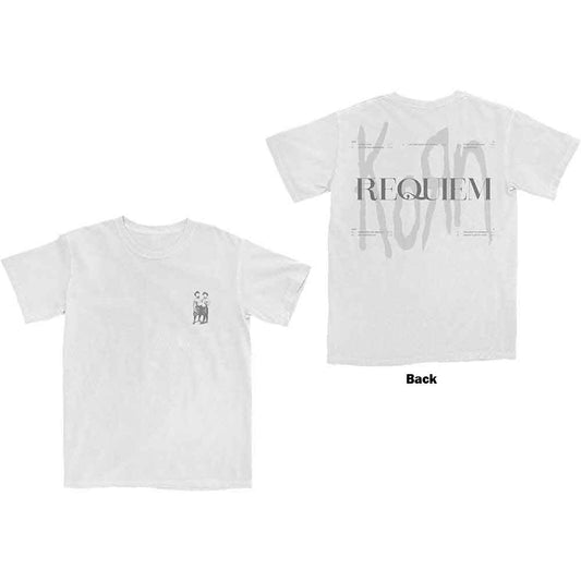 Black unisex t-shirt featuring the Korn logo and Requiem album artwork on the back.