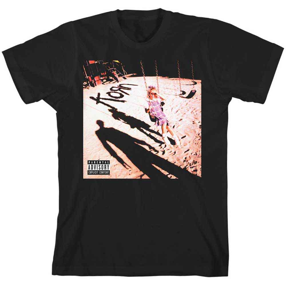 Black unisex t-shirt featuring the Korn band logo in white text on the front.
