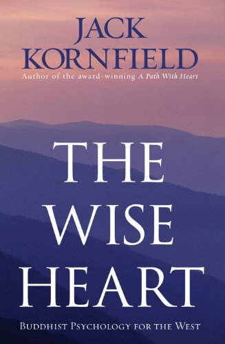 Book cover for The Wise Heart by Jack Kornfield featuring a mountain landscape background.
