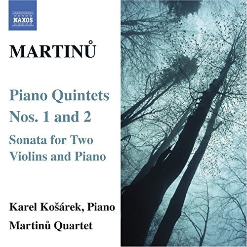 CD cover for Martinů’s Piano Quintets with a winter tree image.