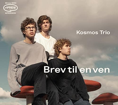CD cover featuring three young men and mushroom-shaped stools.