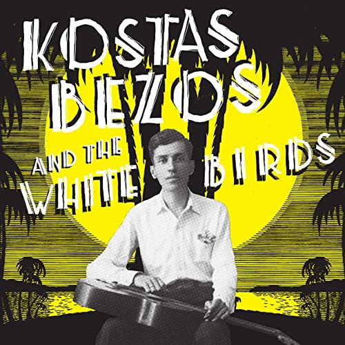 Album cover: Kostas Bezos portrait with yellow and black graphic design.