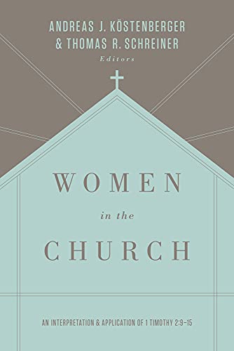 Book cover with teal and gray design, title "Women in the Church".