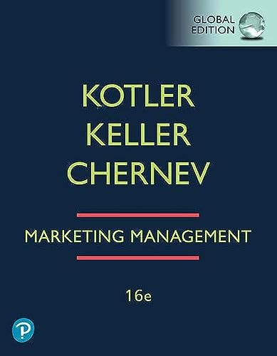 Textbook cover: "Marketing Management" by Kotler, Keller, and Chernev, 16e.