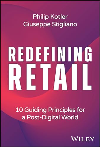 Book cover: "Redefining Retail" by Kotler & Stigliano, with red and purple gradients.