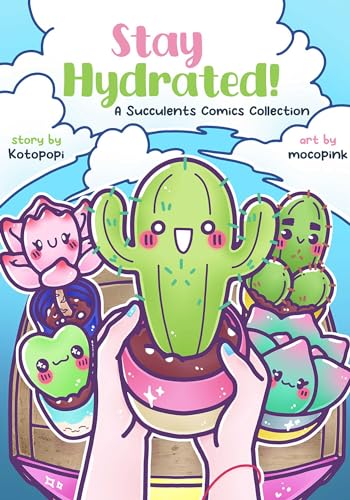Book cover featuring cute, cartoon cacti and succulents with smiling faces.