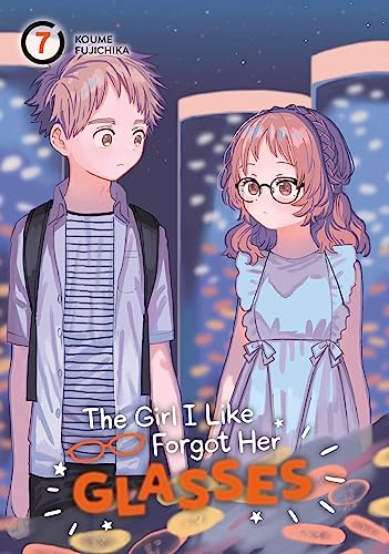 Manga cover with two young people, a boy and a girl with glasses.