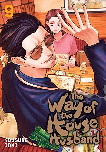Manga cover: a smiling man in sunglasses and a woman at a table.