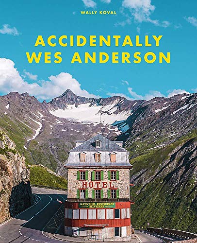 Book cover: Mountain hotel with red trim, blue sky, and title text.