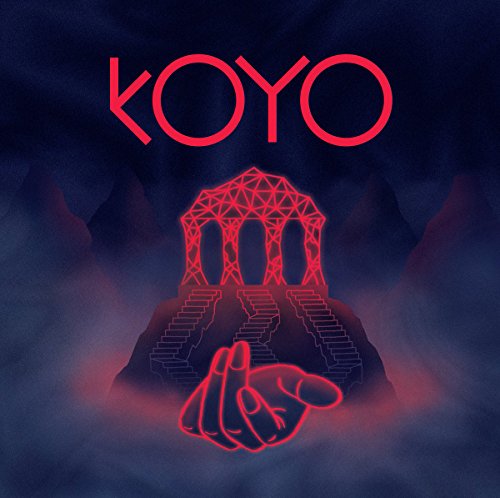 Red neon artwork of a hand and geometric structure on a dark background.