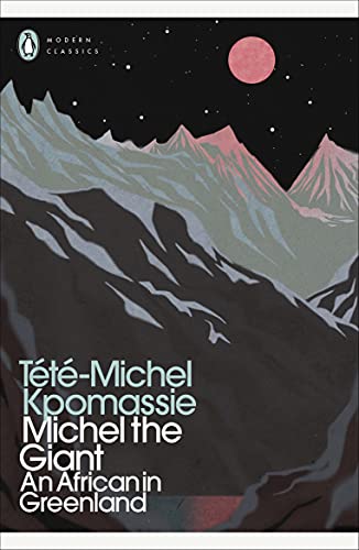 Book cover: dark mountains under a red moon, title "Michel the Giant".