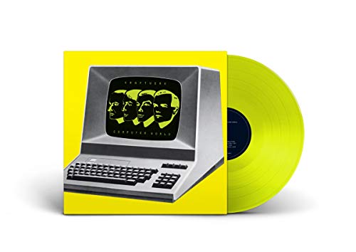 Kraftwerk Computer World album cover showing a computer with a yellow vinyl record.