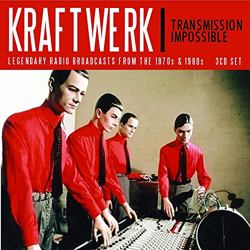 Kraftwerk album cover: four men in red shirts near audio equipment.