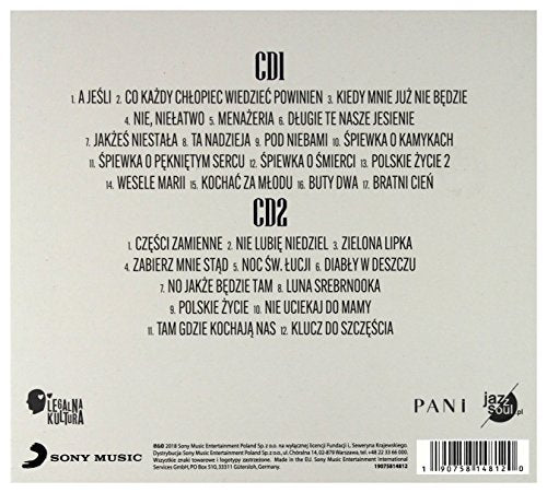 CD back cover with Polish text listing song titles and artist credits.