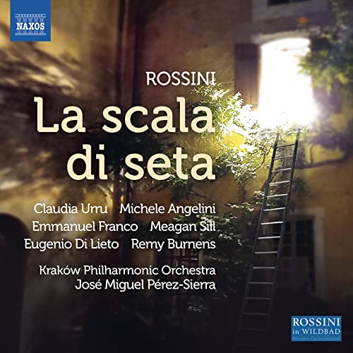 CD cover for Rossini’s “La scala di seta” featuring a ladder.